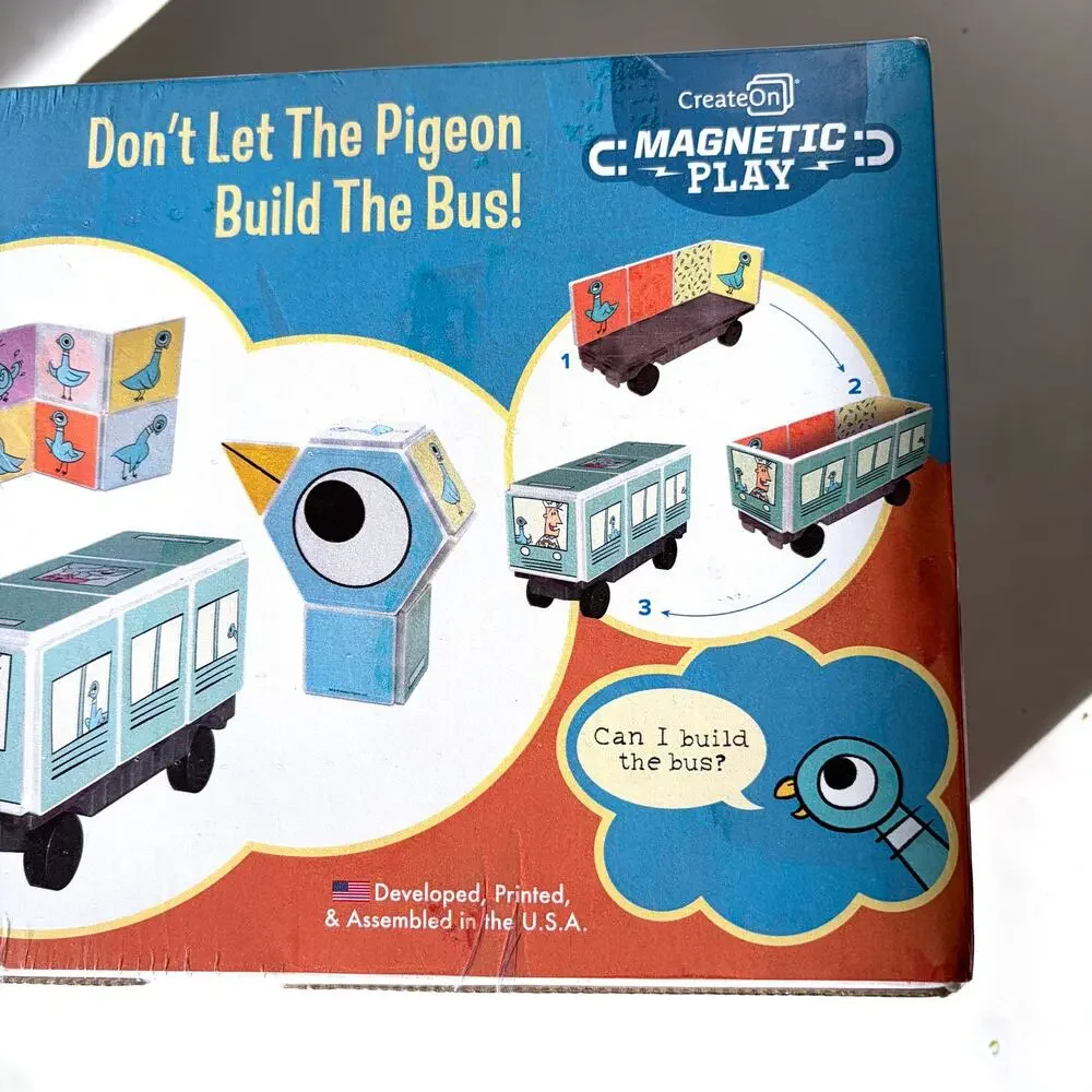 CreateOn Mo Willems Don't Let the Pigeon Build the Bus! Magnetic Tile Set NEW